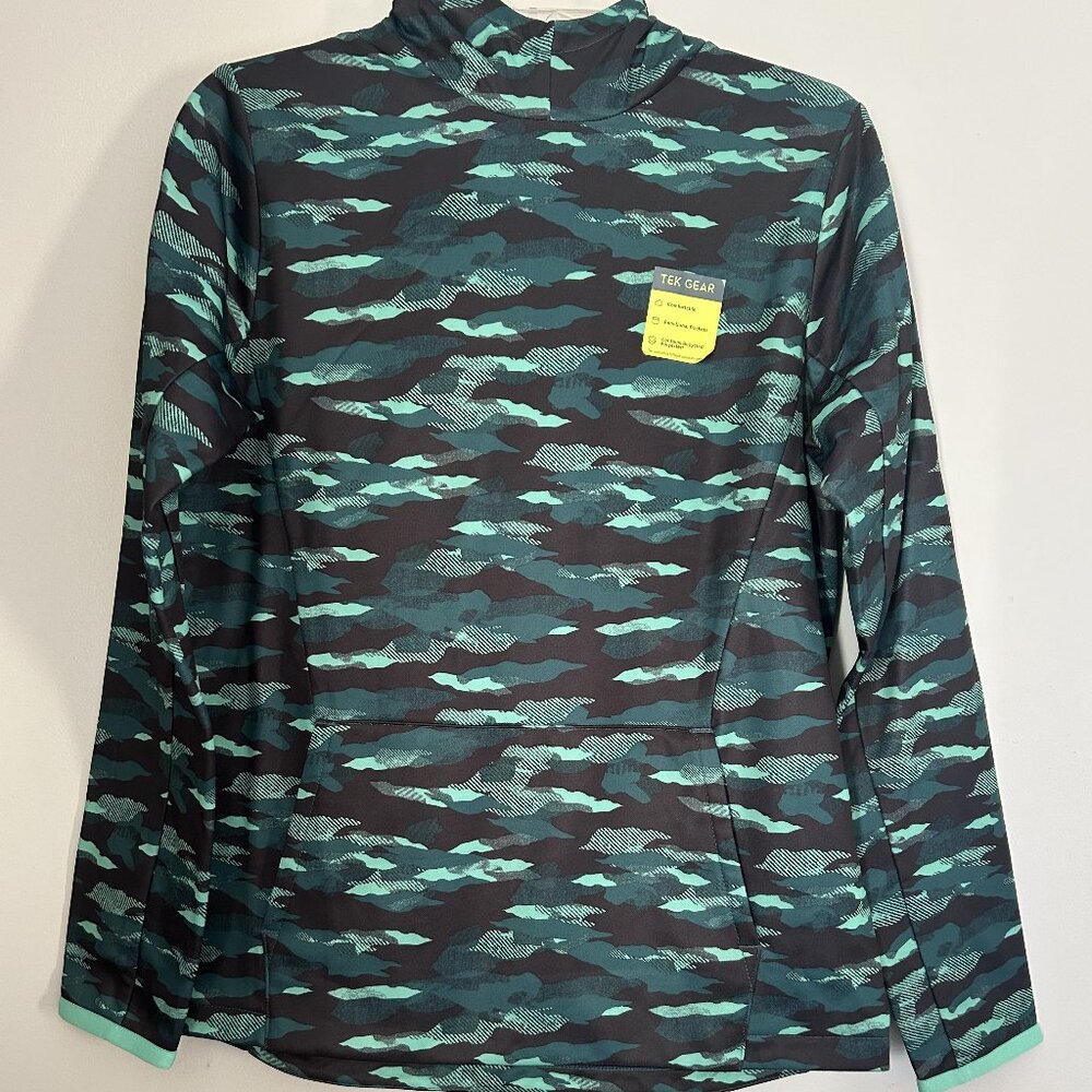 Camouflage Green/Black/Gray Boy's Pullover Hoodie Sweatshirt Tek Gear-XL Husky